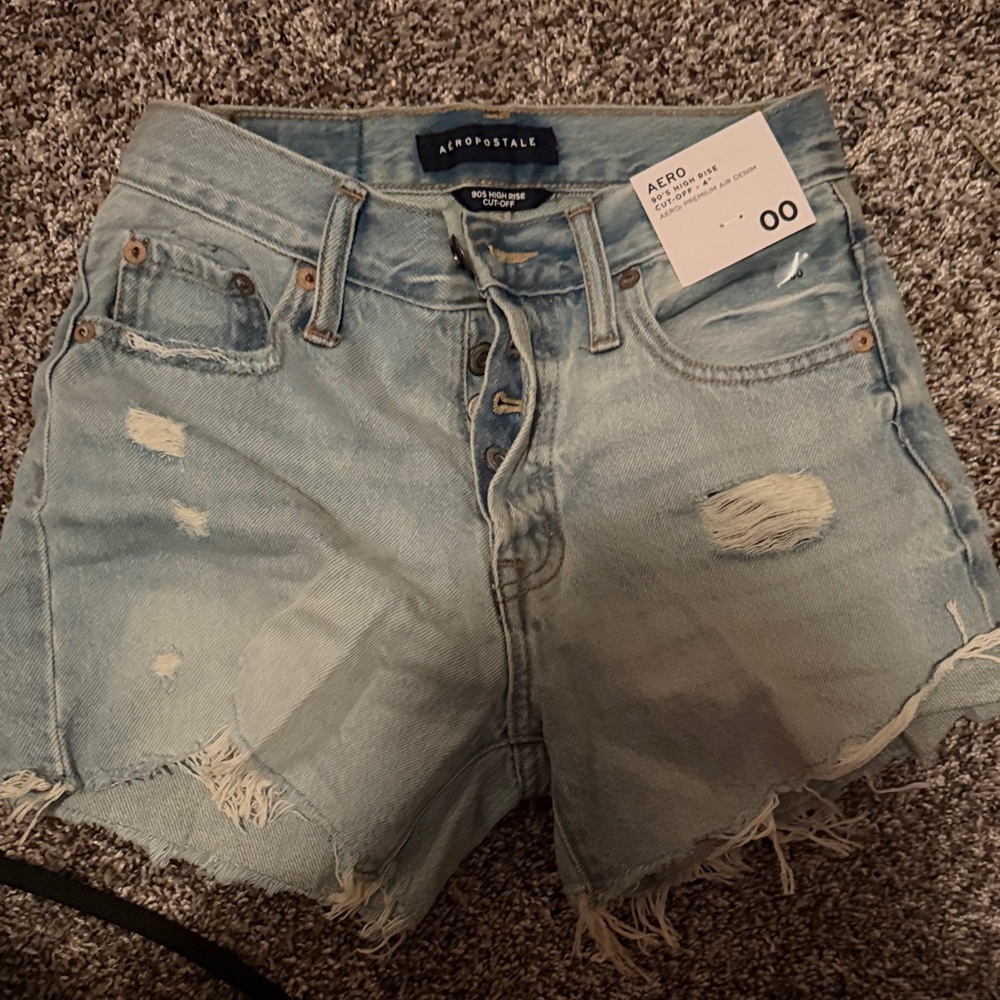 Aeropostale Faded Blue Ripped Jean Shorts